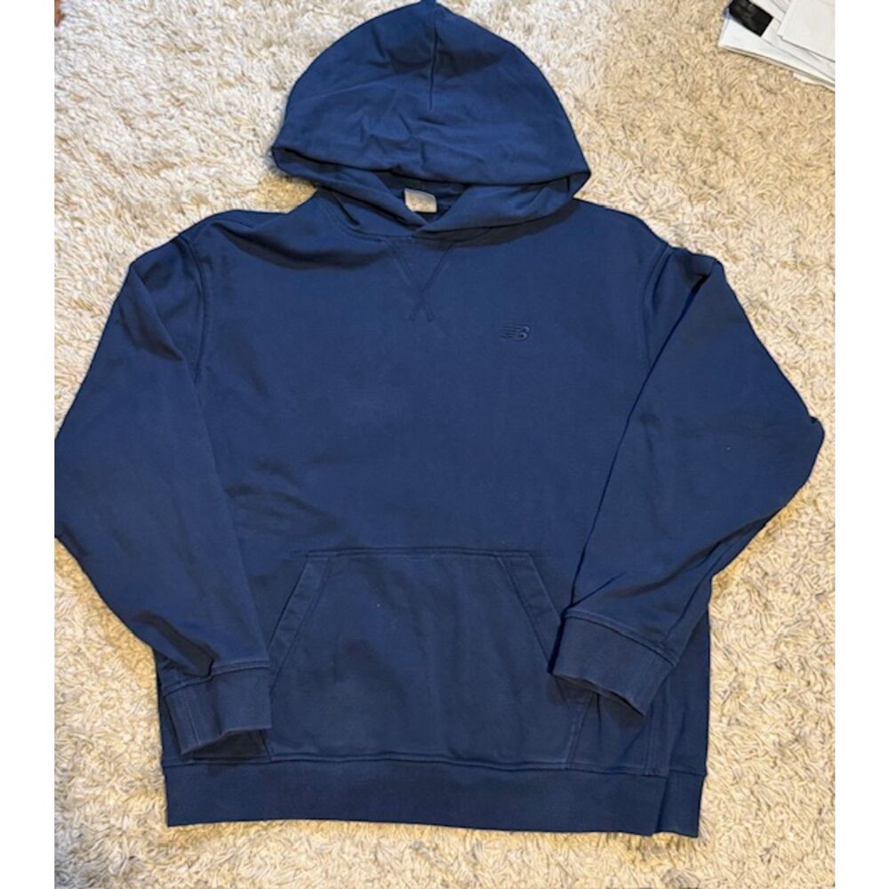 New Balance Navy Small Logo Cotton Hoodie‎ Men’s L Athleisure Streetwear